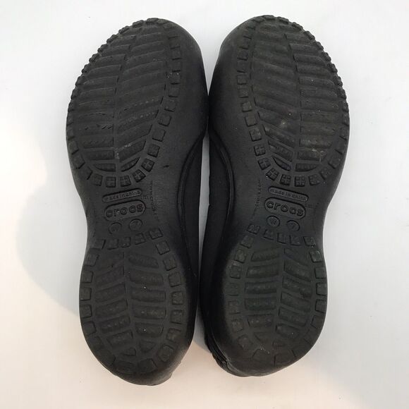 Crocs Molly Slip On Cross Strap Shoes Woman's size 7 Black Casual Comfort Flats - Picture 8 of 10